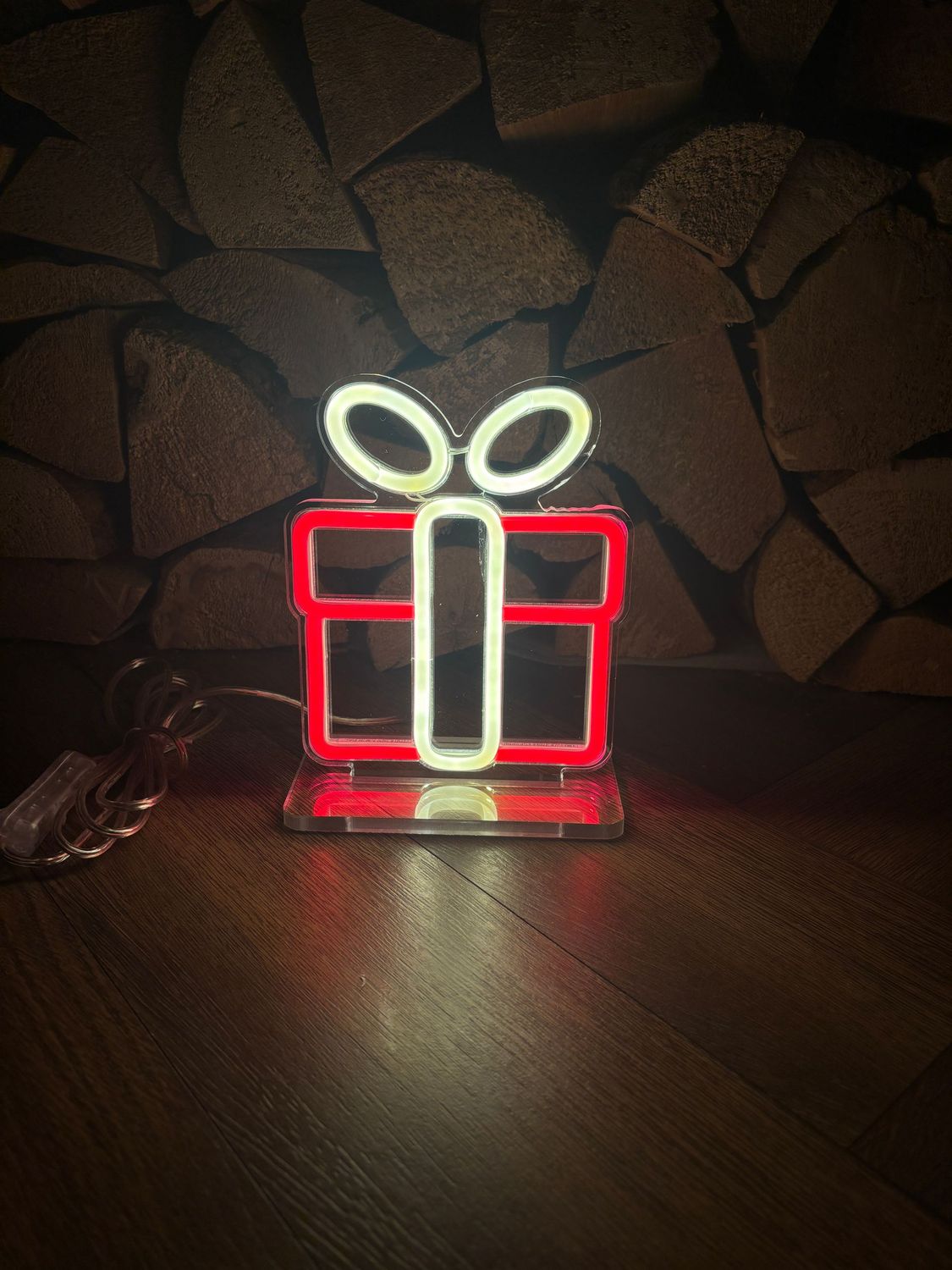 Christmas Present LED Neon Sign (with stand)