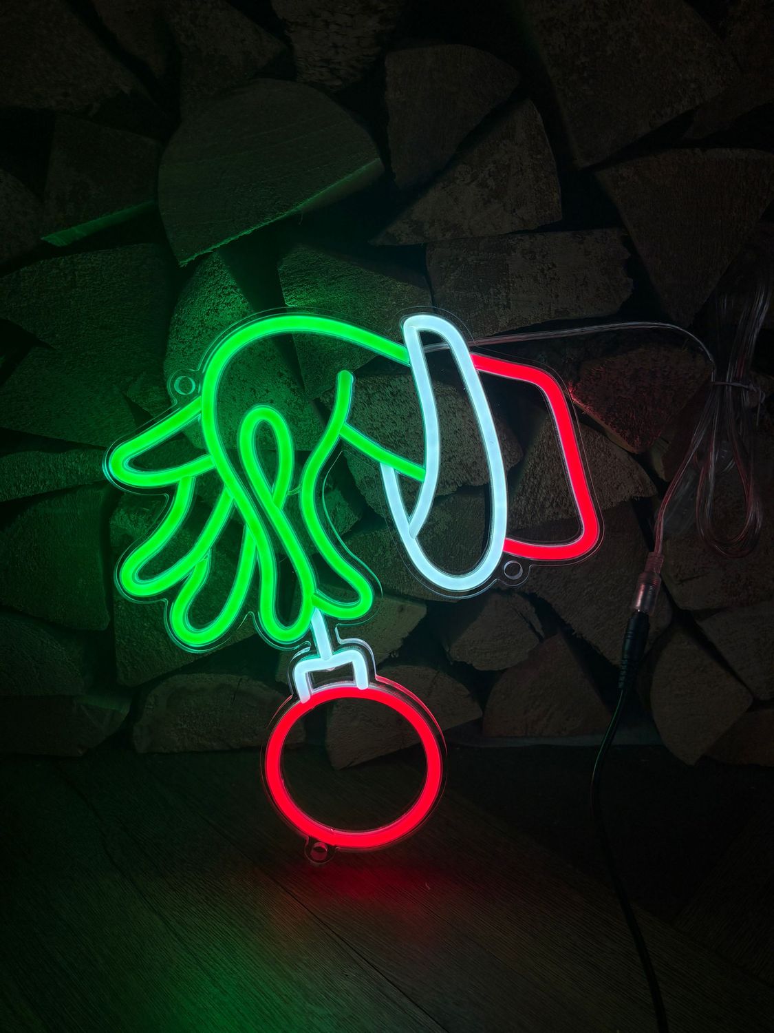 Christmas Cartoon Hand Holding a Bauble LED Neon Sign