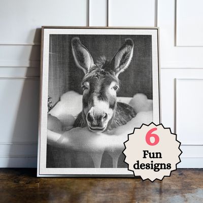 Donkey in the Bathroom Print B&W