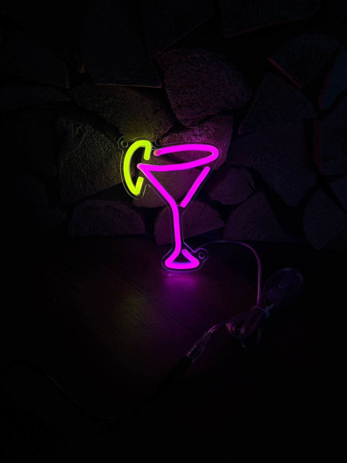 Pink Cocktail Glass LED Neon Sign