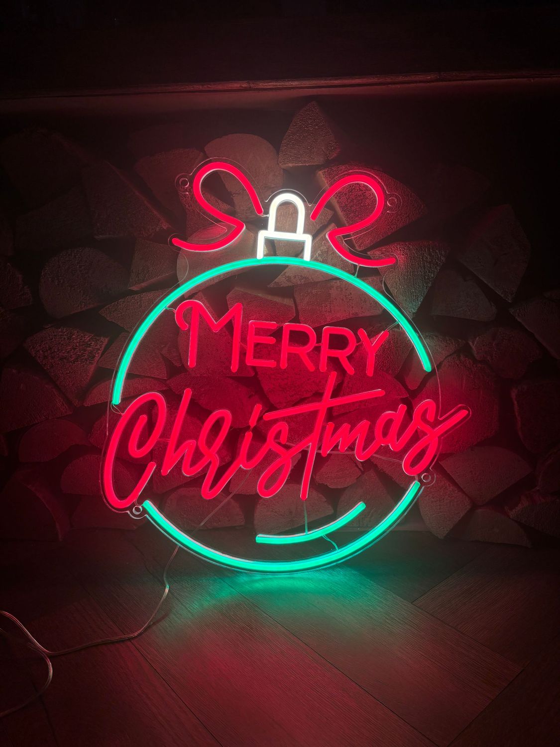 Merry Christmas Bauble LED Neon Sign