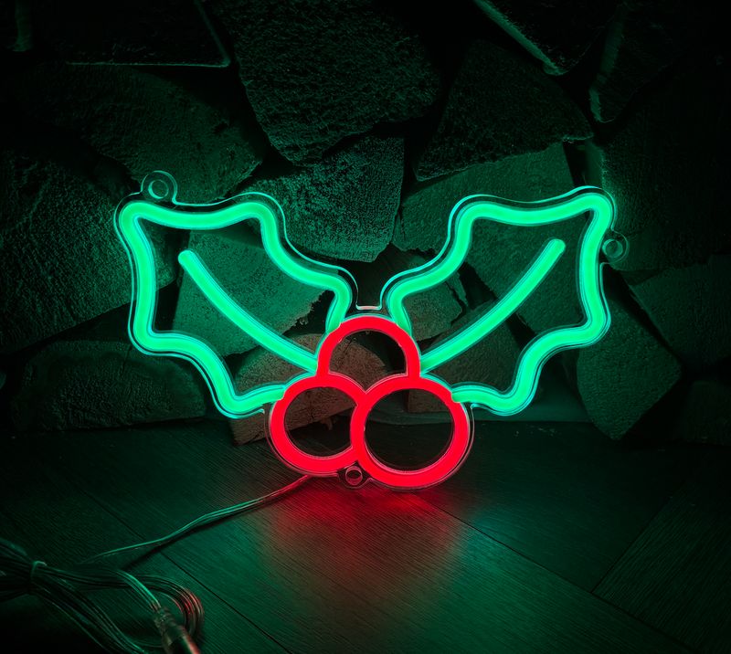 Holly Berries LED Neon Sign