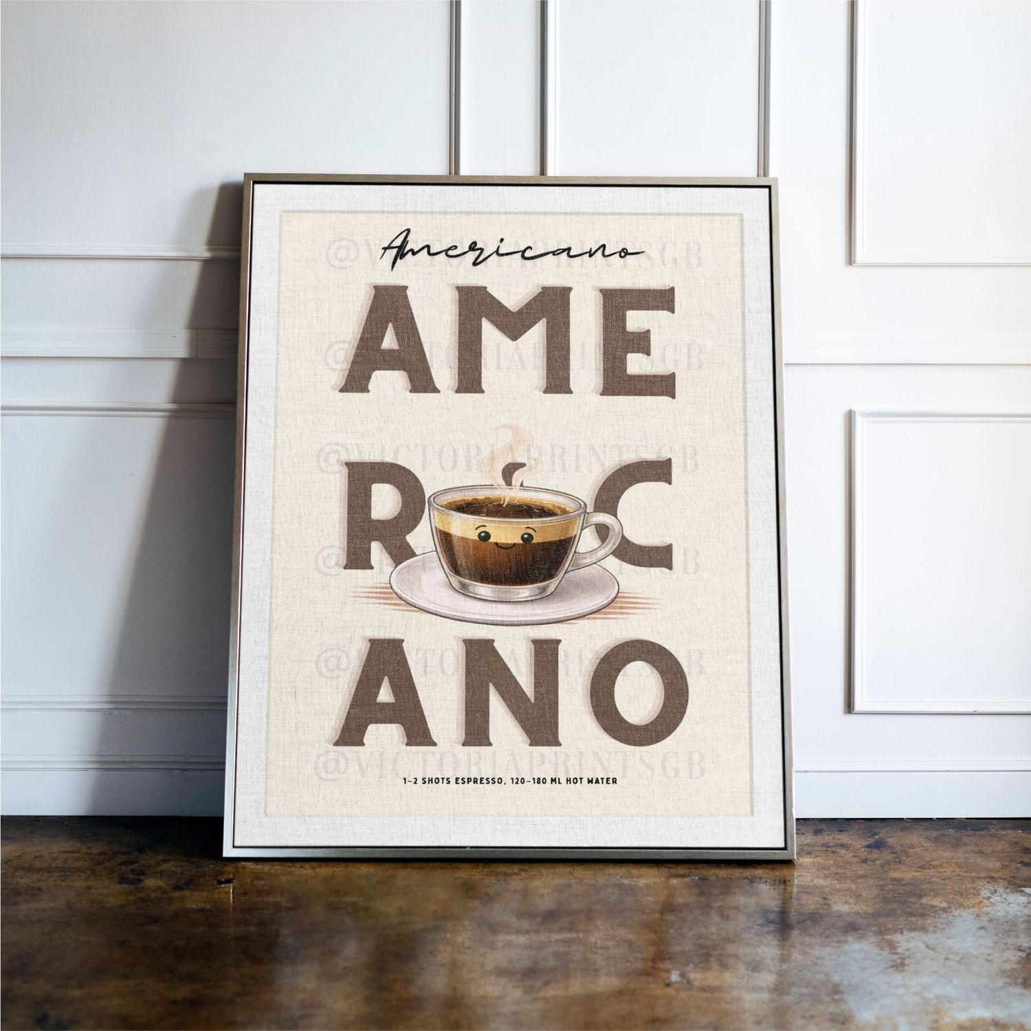 Americano Coffee Recipe Print Americano print, Coffee wall art with illustrated drink and recipe, kitchen decor poster