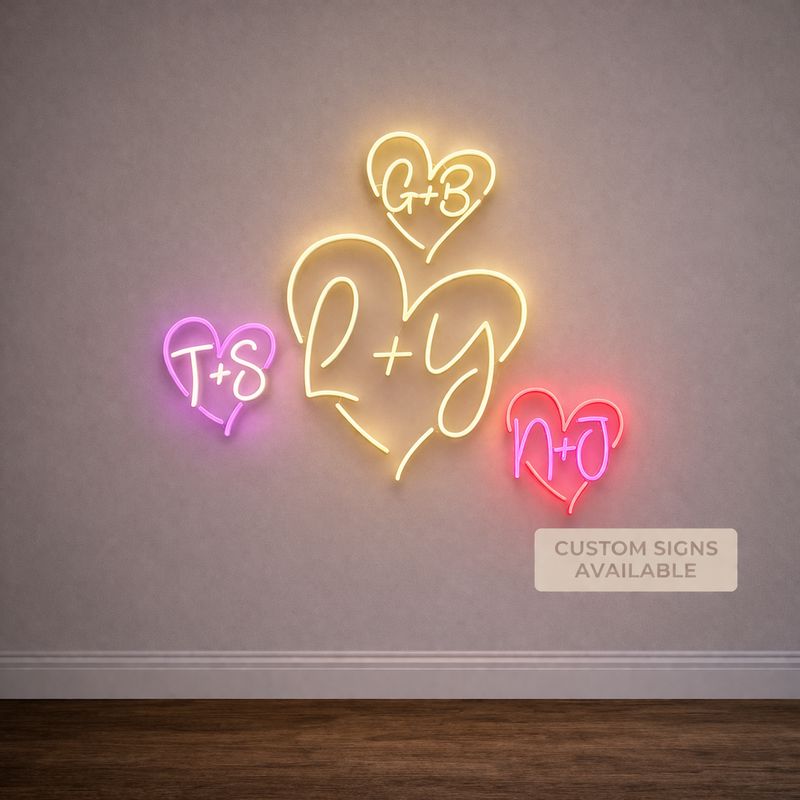 Heart Initials Custom LED Neon Sign