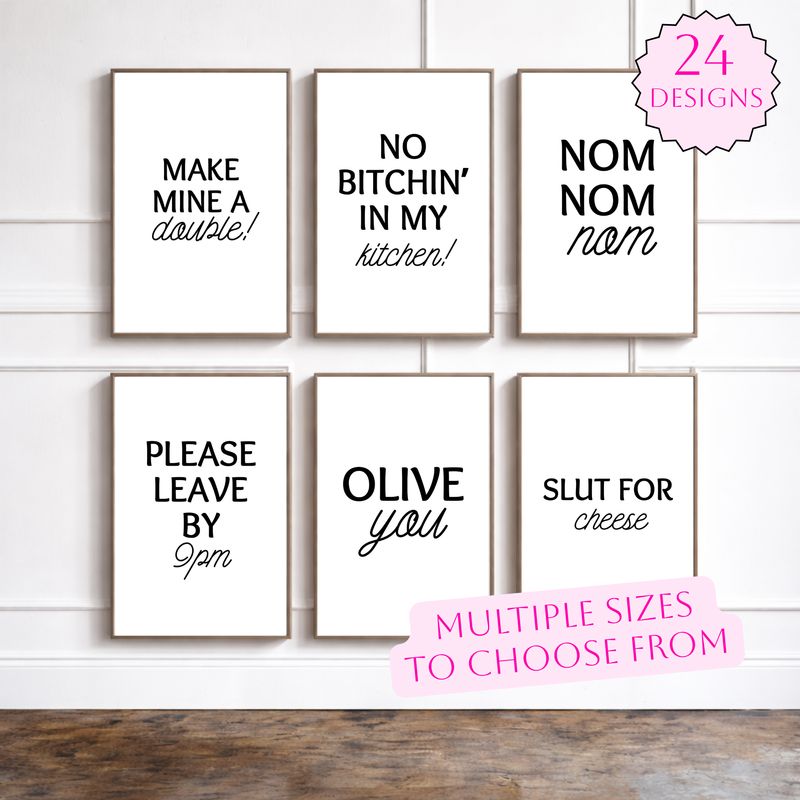 Kitchen Typography Print - 24 Designs to choose from