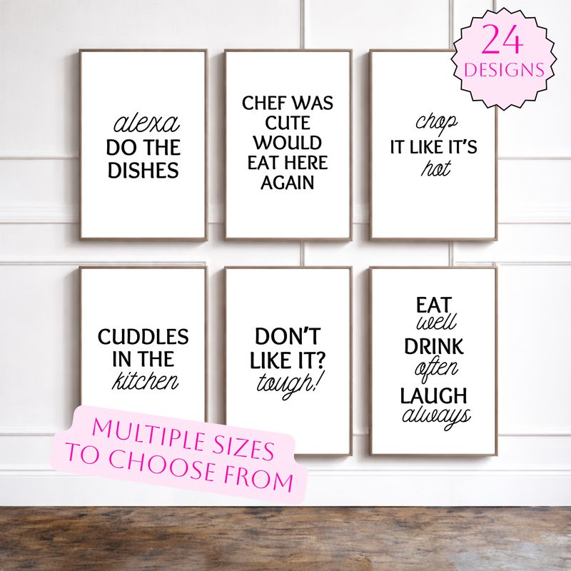 Kitchen Typography Print - 24 Designs to choose from