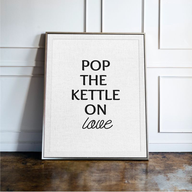 Pop The Kettle On Love - Kitchen Typography Print