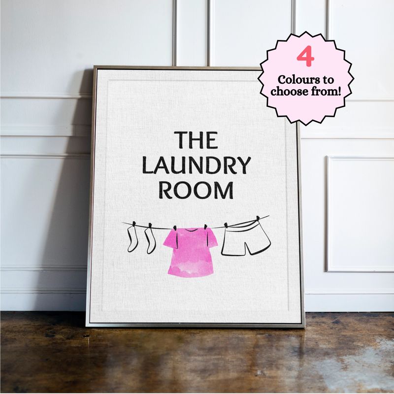 The Laundry Room Clothesline - Laundry Room Typography Print
