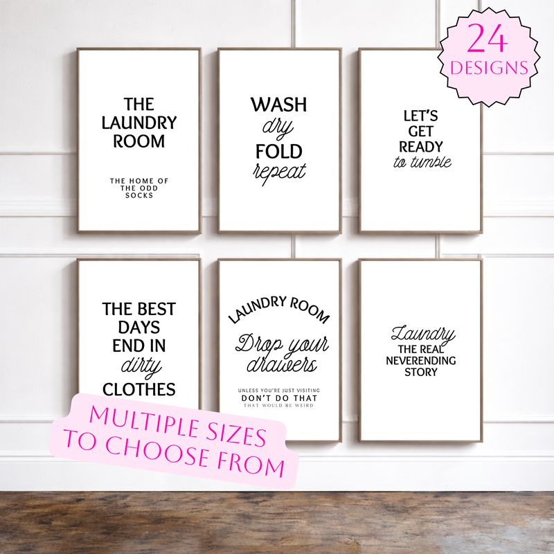 Laundry Room Typography Print - 24 Designs to choose from