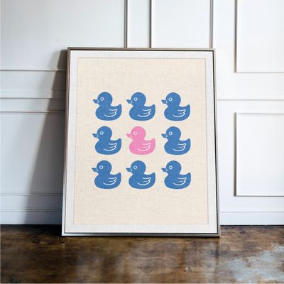 Blue and Pink Rubber Duck Print Blue and Pink Rubber Duck Print