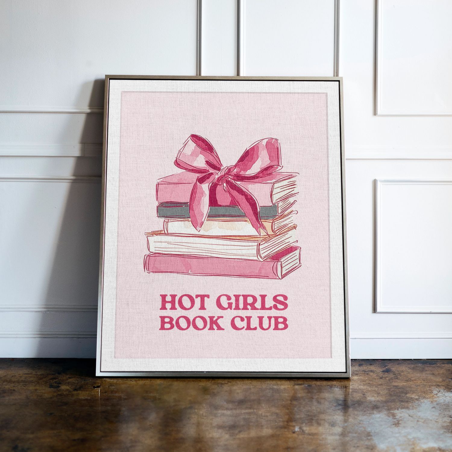 Hot Girls Book Club, Pink Bookish Wall Art Hot Girls Book Club, Pink Bookish Wall Art