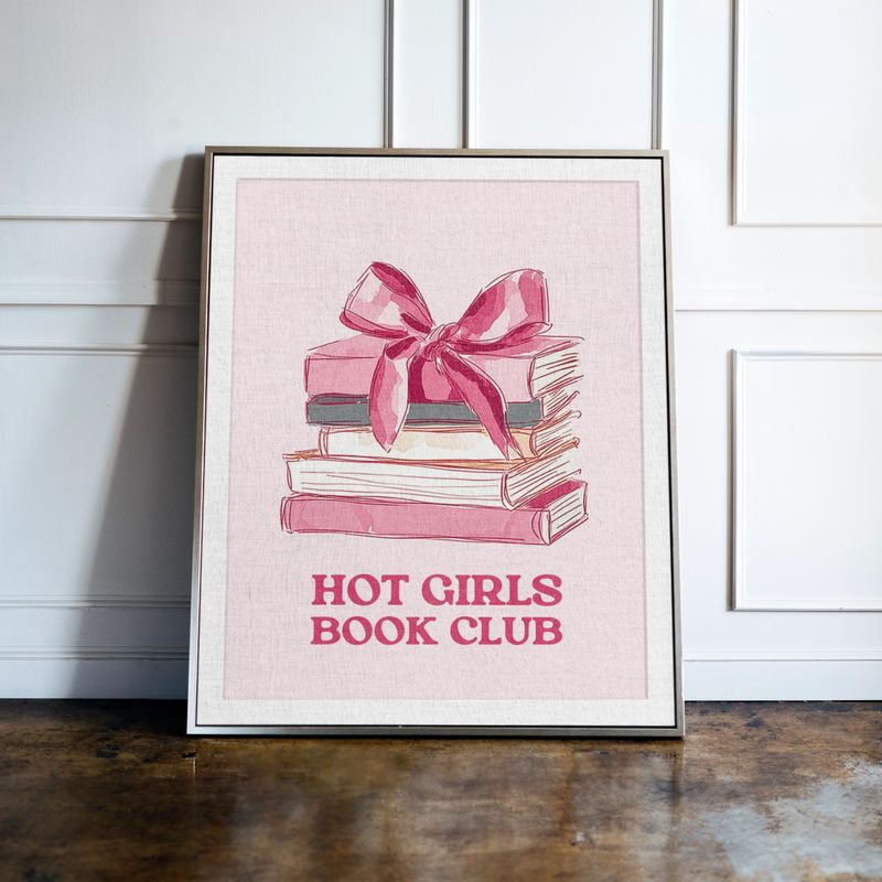Hot Girls Book Club, Pink Bookish Wall Art
