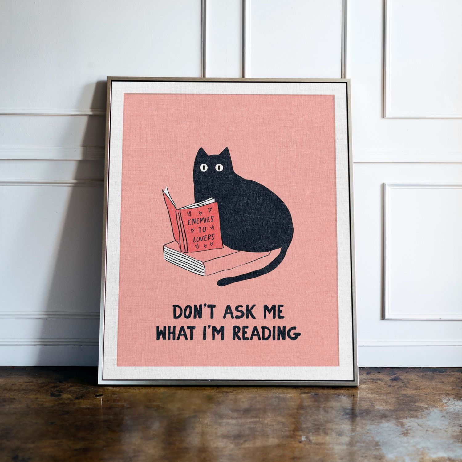 Black Cat Don't Ask Me What I'm Reading Print