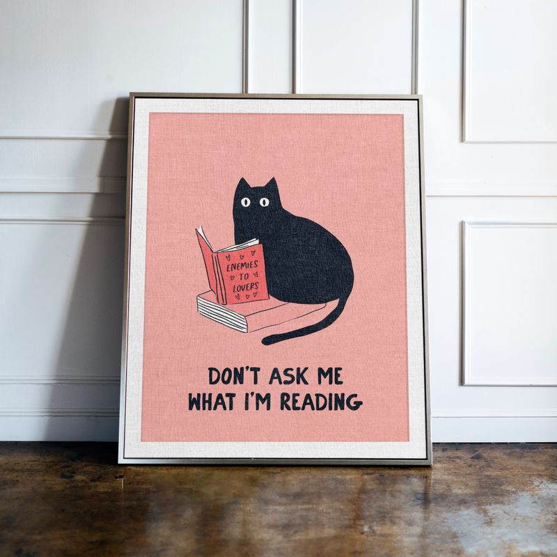 Black Cat Don't Ask Me What I'm Reading Print