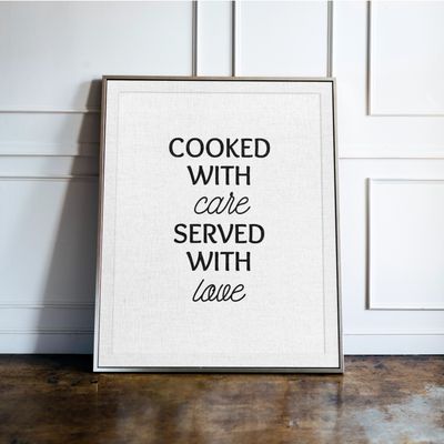 Cooked With Care, Served With Love - Kitchen Typography Print Cooked With Care, Served With Love - Kitchen Typography Print