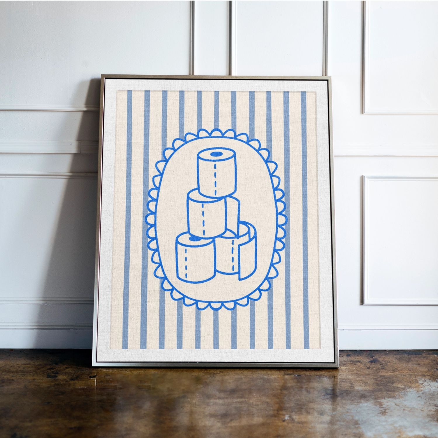 Toilet Rolls, Blue Bathroom Print