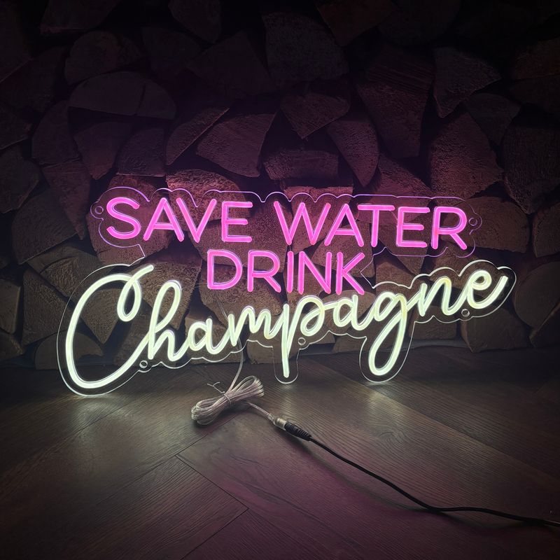Save Water Drink Champagene LED Neon Sign