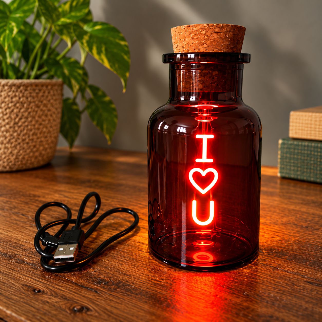 I Love You LED Neon Glass Bottle Light