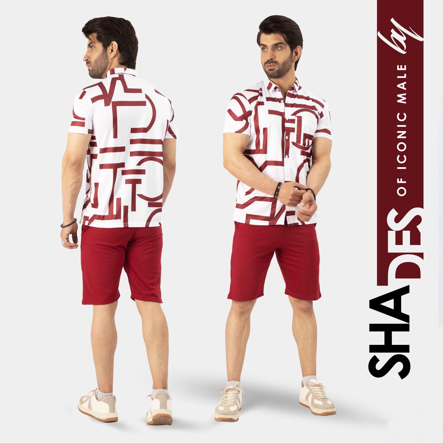 Mens Red Pattern Printed Comfy Shirt and Short | FINE TRADES LLC