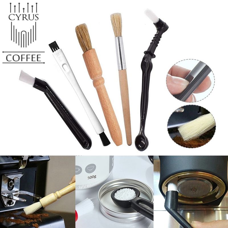CyrusCoffee - set of 5 brushes for coffee machine and grinder - barista tools