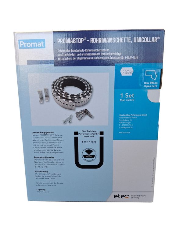 Promat Unicollar Rohrmanschette Promastop 2,25 Meter (75,00 € / m)