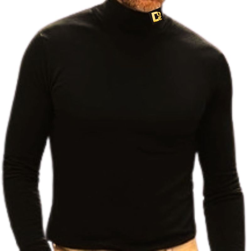 Plus-Size Mock Turtleneck Long Sleeve Pullover Thermal Shirt for Men