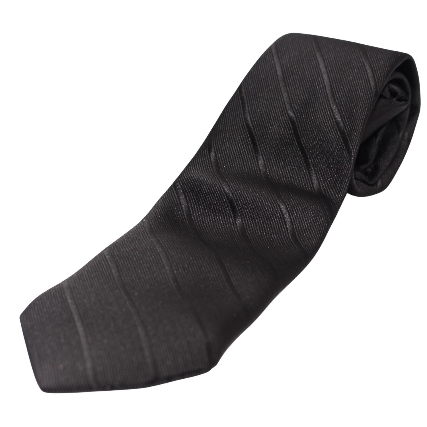 Black Striped Adjustable Zipper Necktie