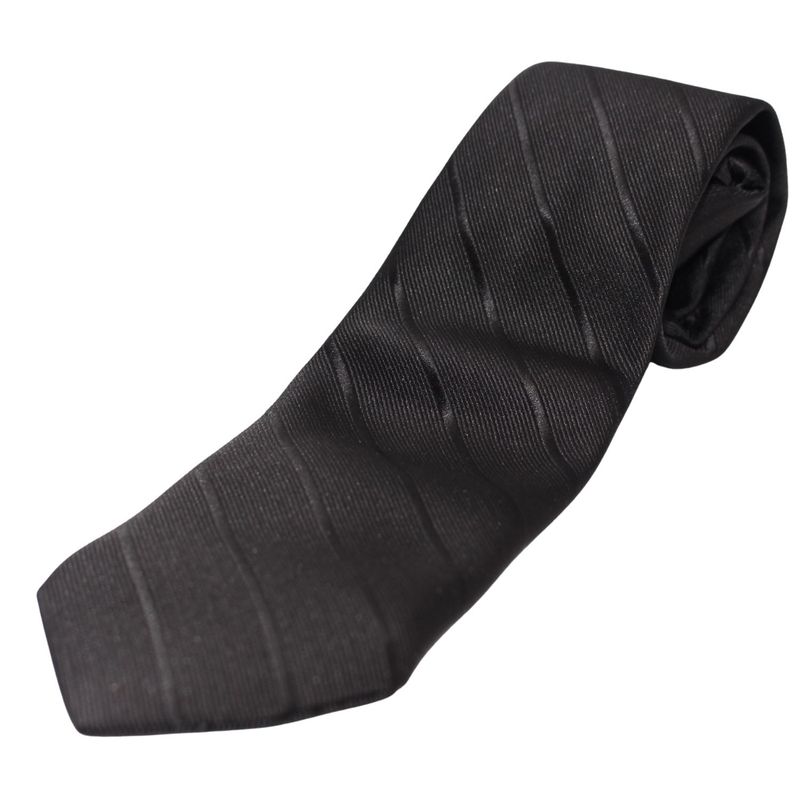 Black Striped Adjustable Zipper Necktie