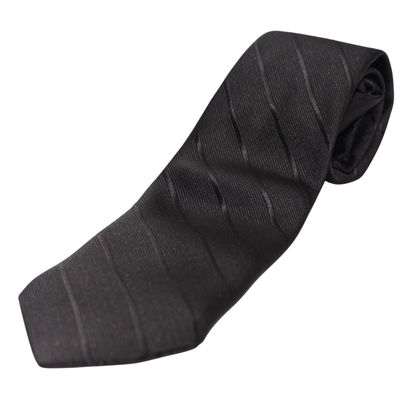 Black Striped Adjustable Zipper Necktie