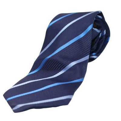 Navy Blue Striped Adjustable Zipper Necktie