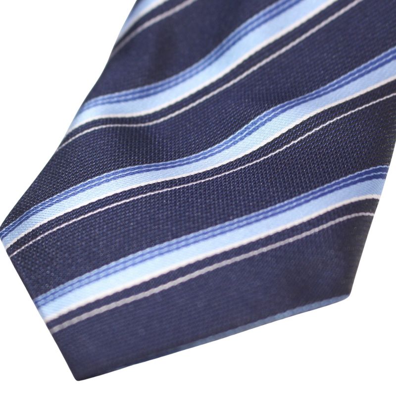 Navy Blue Multi-Color Striped Adjustable Zipper Necktie