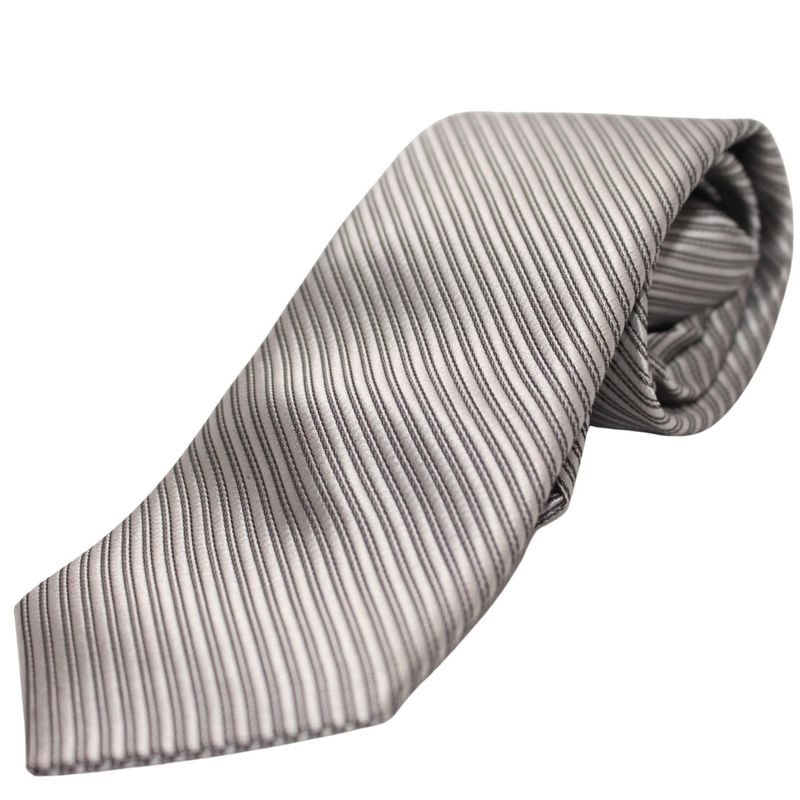 Silver Grooved Adjustable Zipper Necktie