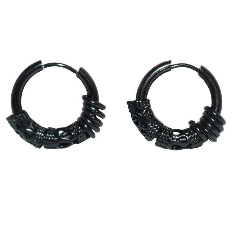 Black Charms Petite Hoop Earrings