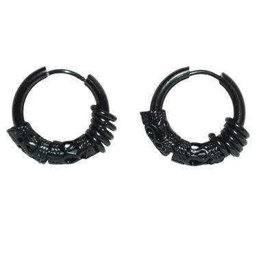 Black Charms Petite Hoop Earrings