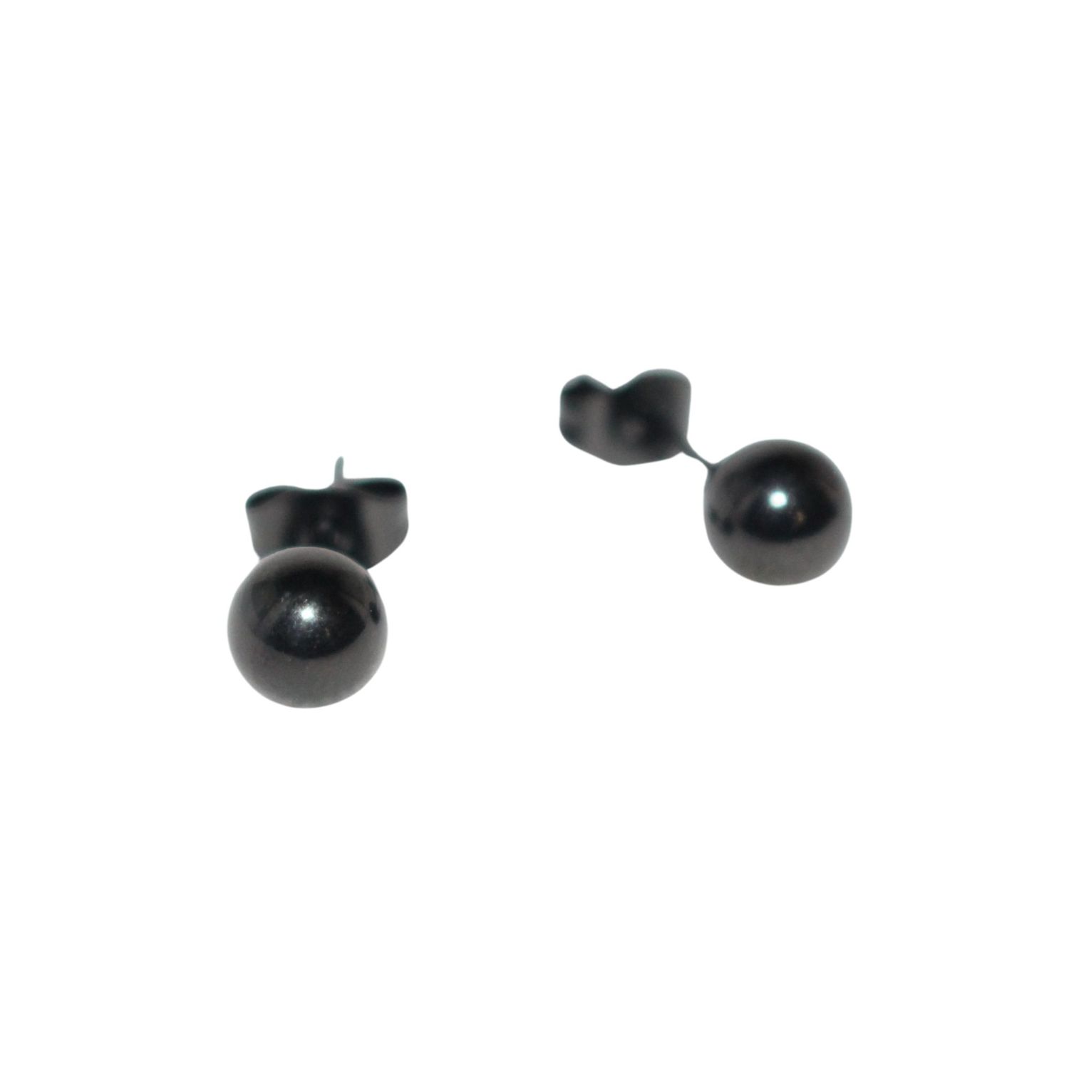 Solid Ball Stud Earrings-Black