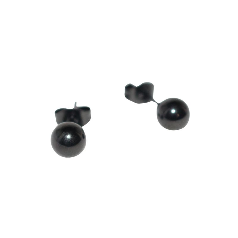 Solid Ball Stud Earrings-Black