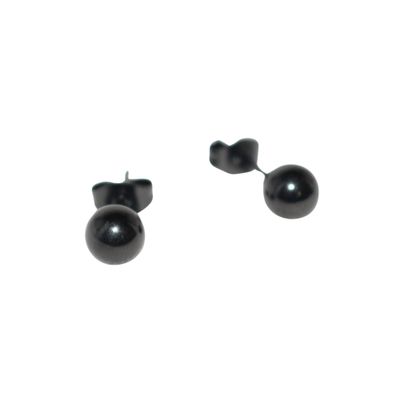 Solid Ball Stud Earrings-Black