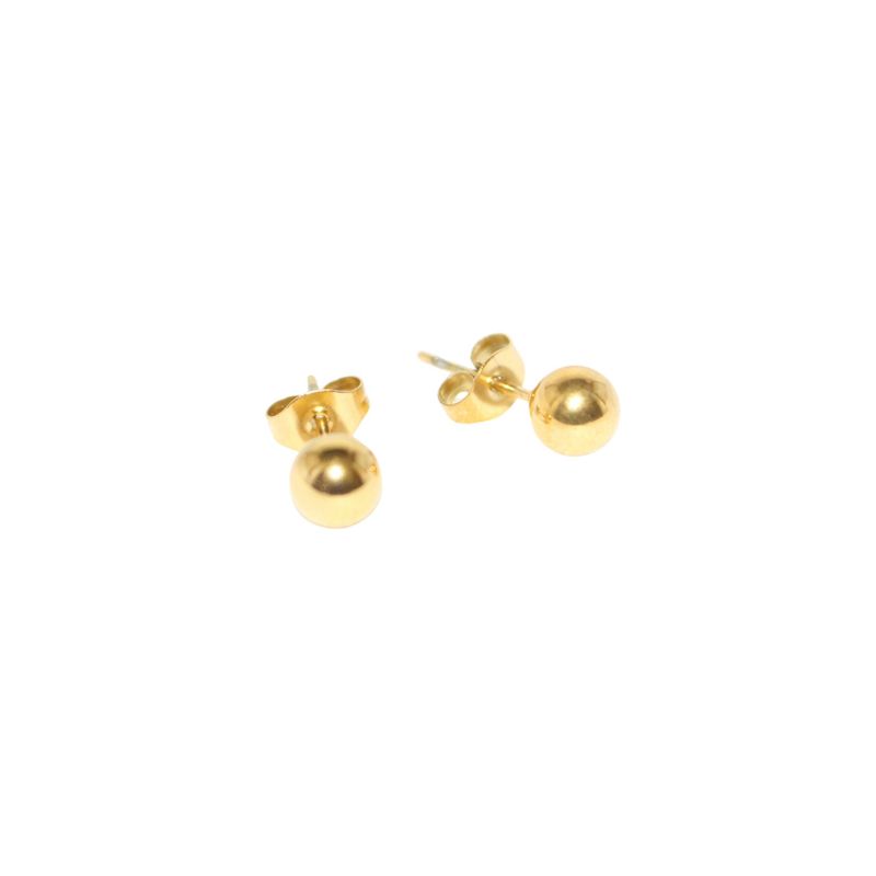 Solid Ball Stud Earrings-Gold