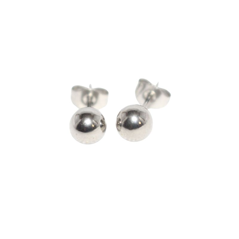 Solid Ball Stud Earrings-Silver