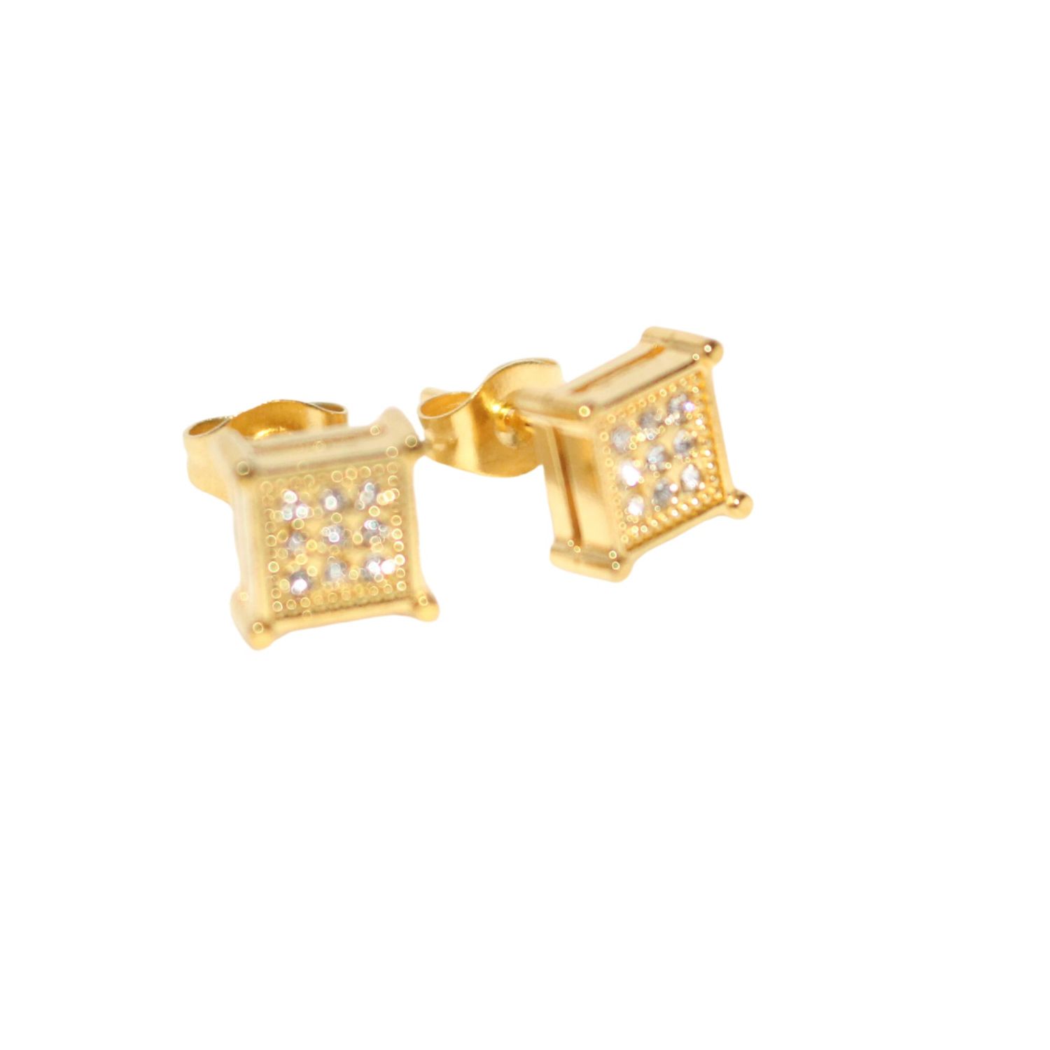 CZ Gold Cluster Stud Earrings