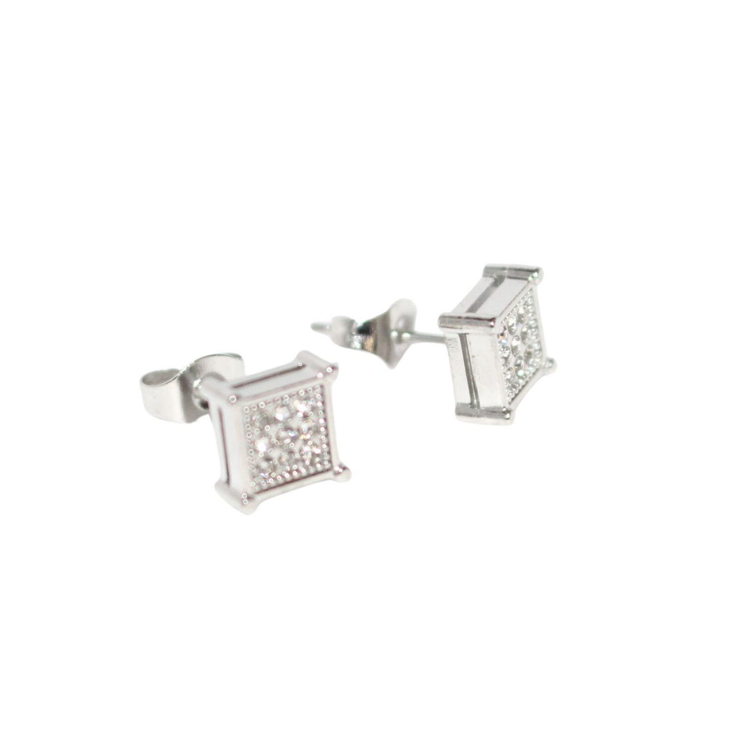CZ Silver Cluster Stud Earrings