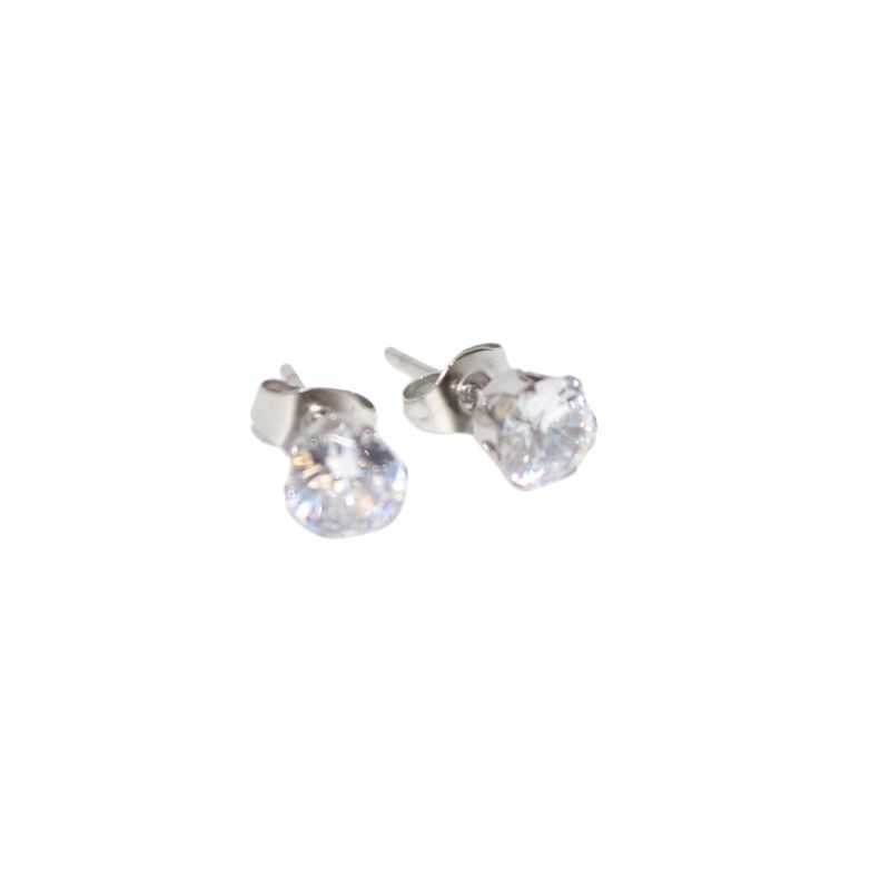 Round CZ Silver Stud Earrings