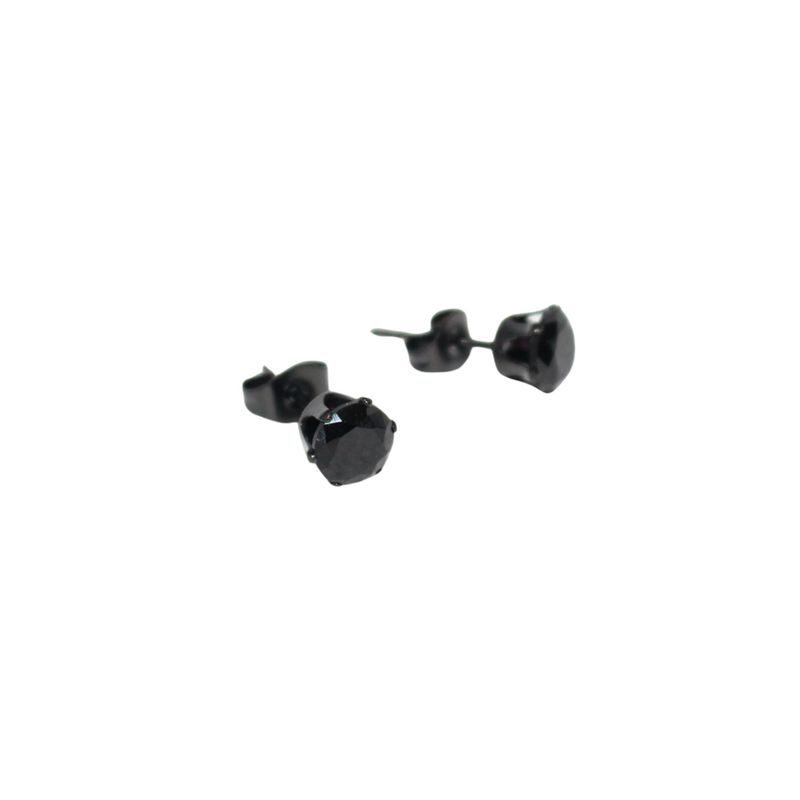 Round CZ Black Stud Earrings