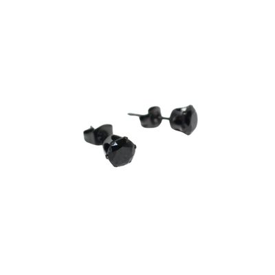 Round CZ Black Stud Earrings