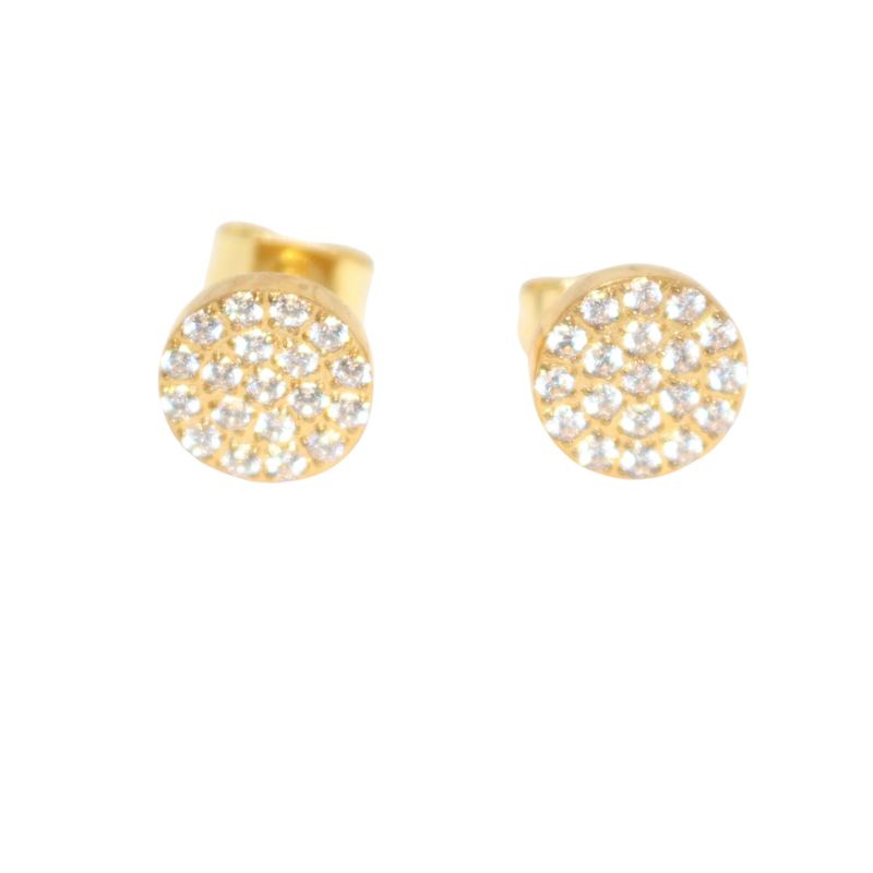 CZ Gold Round Cluster Stud Earrings