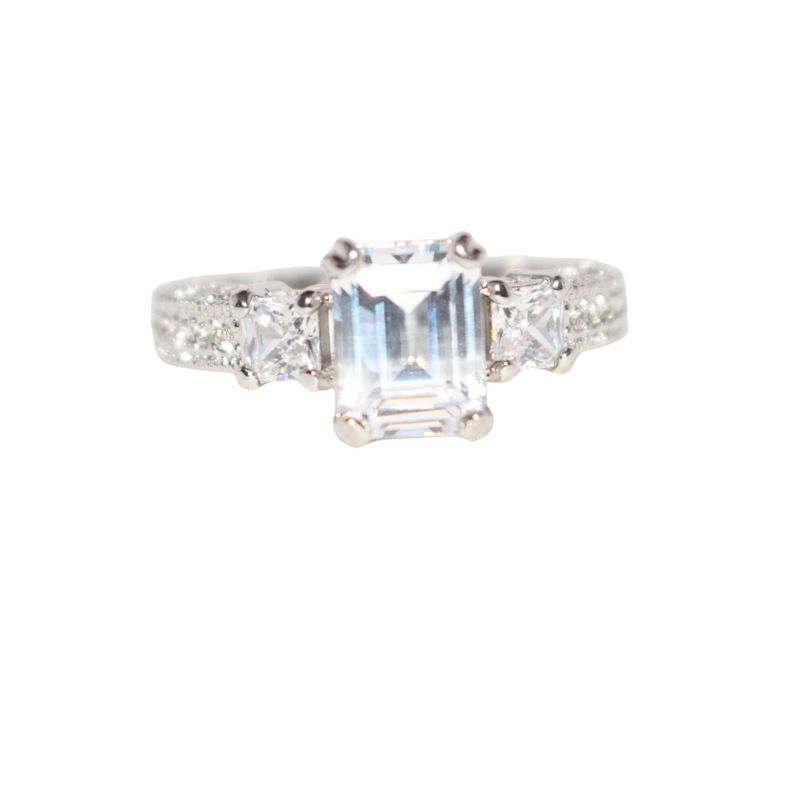 CZ White Gold Plated Engagement Style Ring