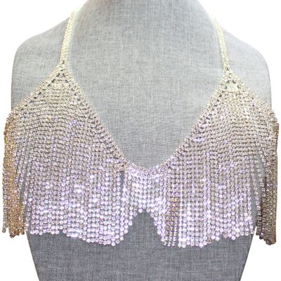 Silver Rhinestone Upper Body Chain