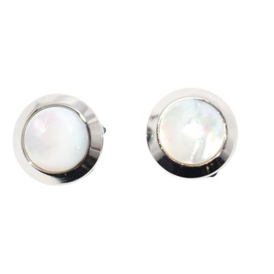 Button Cover Shell and Silver Cufflinks