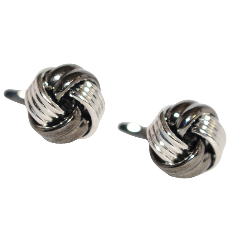 Dual-Toned Silver Floral Knot Cufflinks