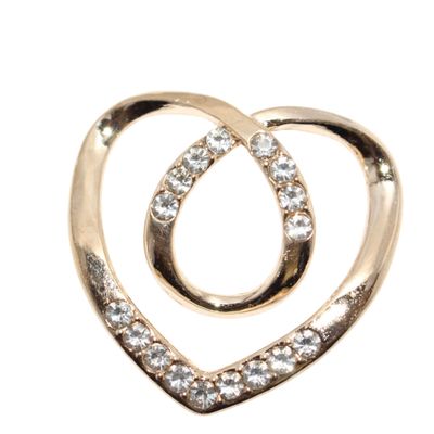 Heart CZ Gold Silk Scarf and Shirt Buckle